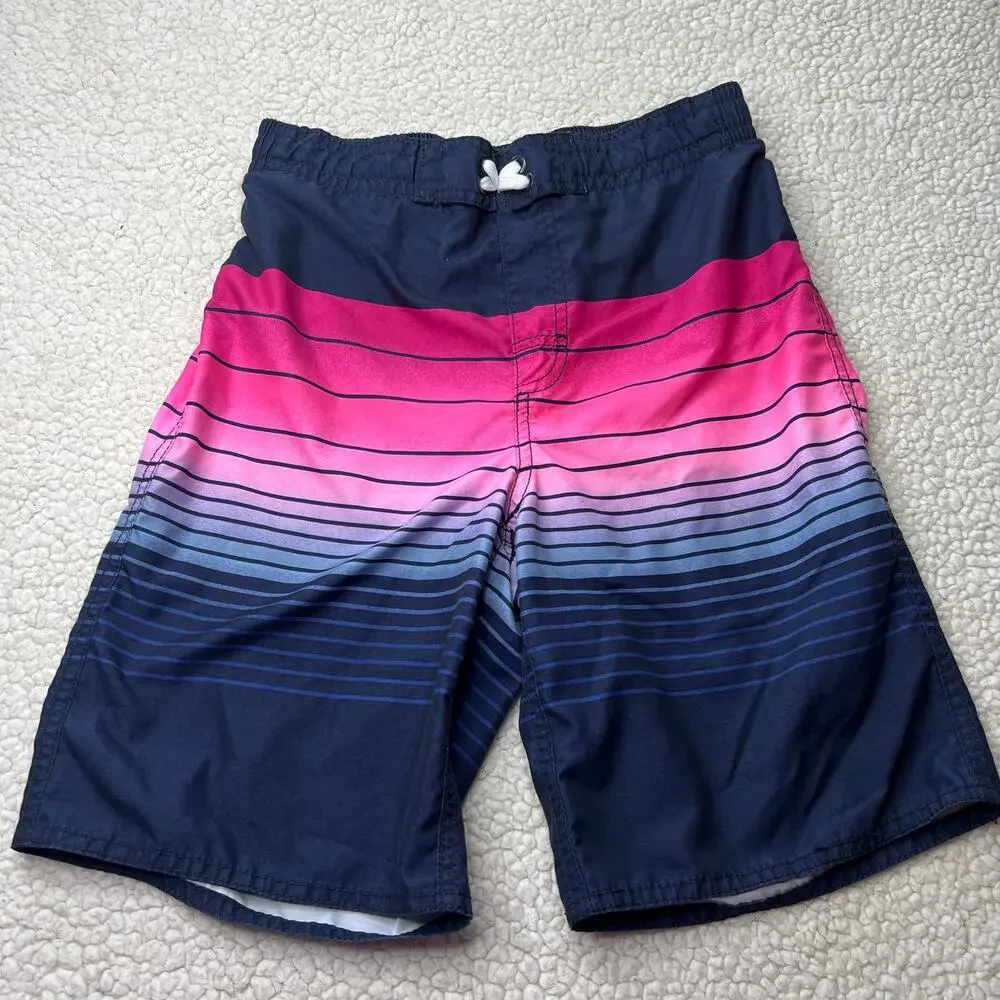 Old Navy Pink Blue Stripe Boys Swim Trunks XL